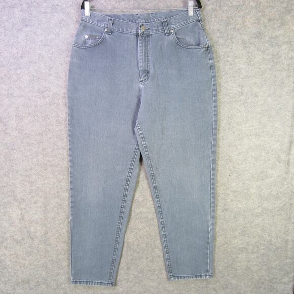 Lee Jeans Womens 16 Petite Light Blue Made in USA High Rise Tapered 100% Cotton - Picture 1 of 9